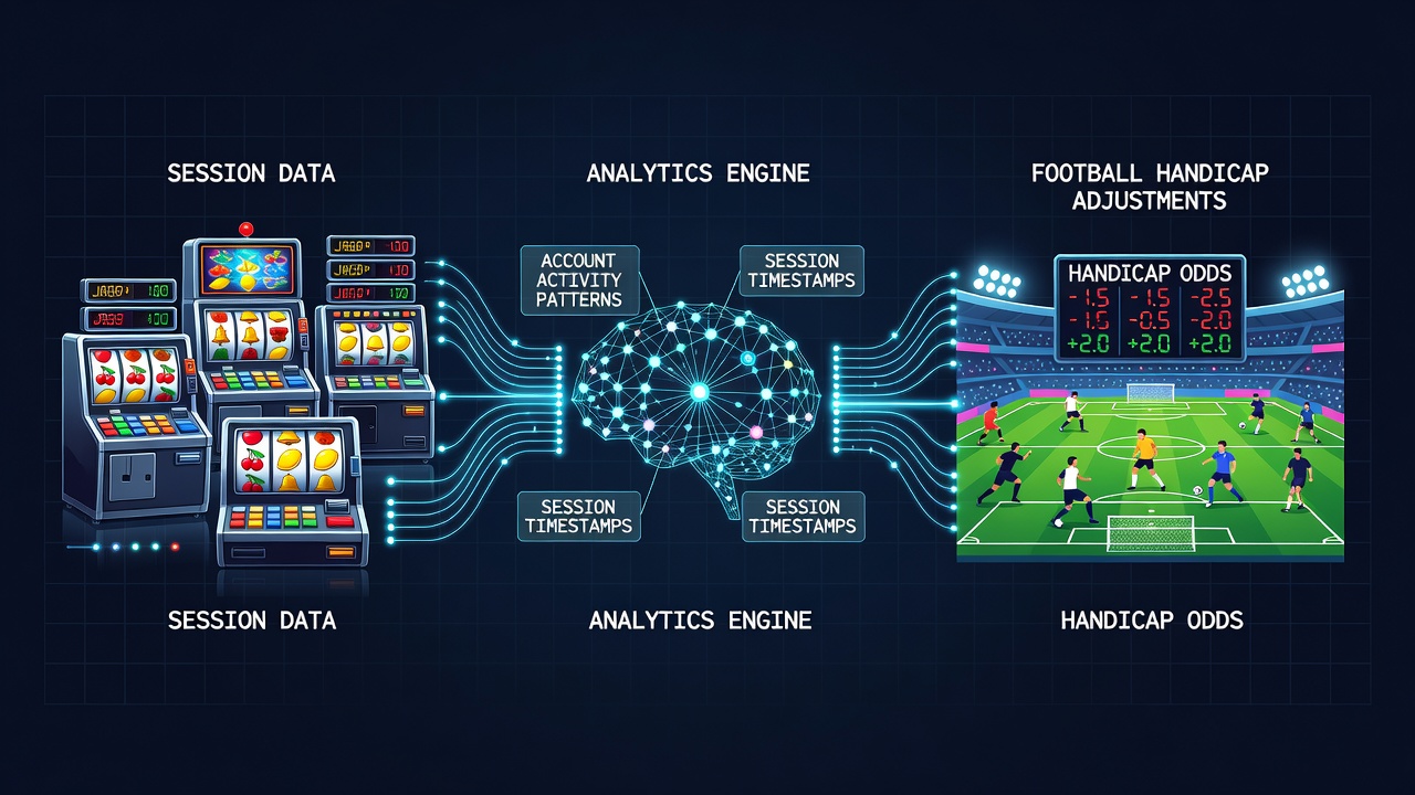 Network diagram illustrating data flow between electronic fruit machines and football betting modules