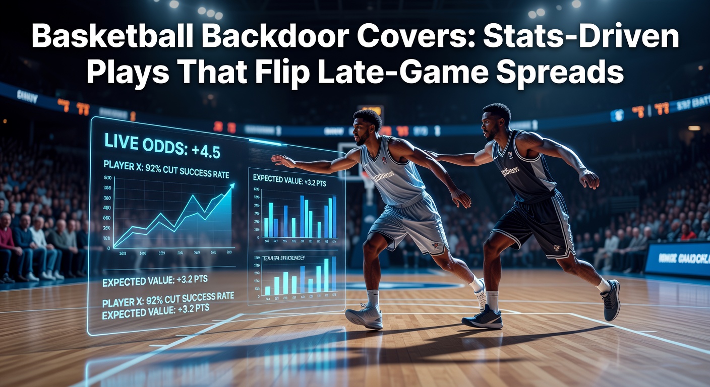 Basketball player launching a buzzer-beater that seals a backdoor cover in a packed arena