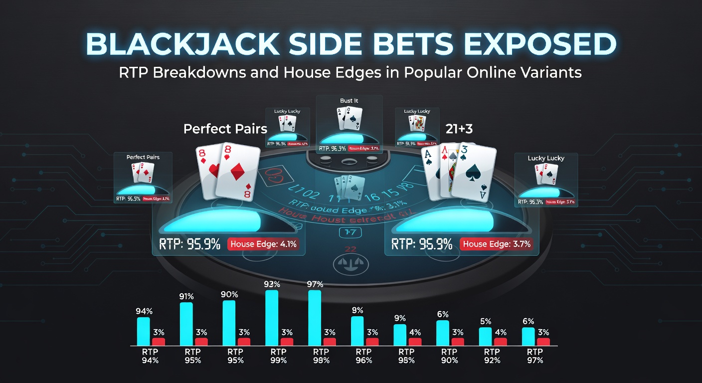 Digital blackjack table displaying various side bet options like Perfect Pairs and 21+3, with glowing chips and cards in an online casino interface