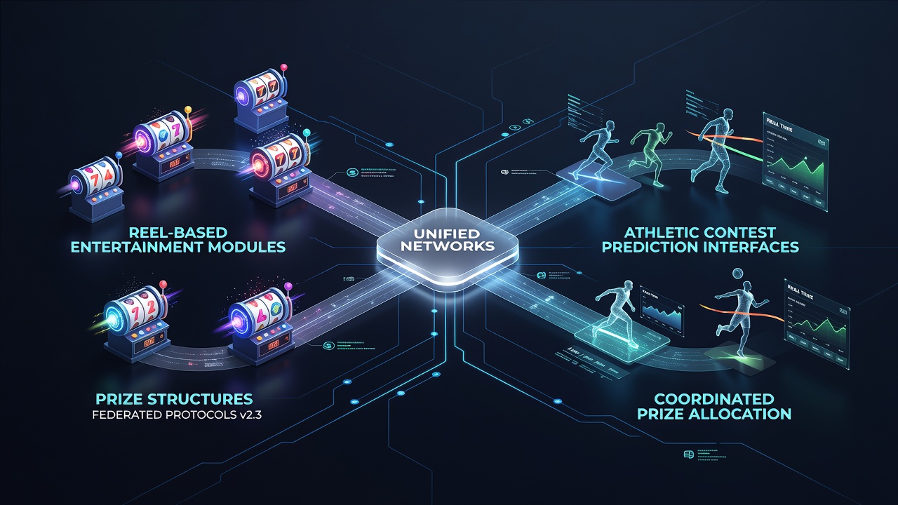 Network diagram showing data federation between slot machines and sports betting interfaces across international borders