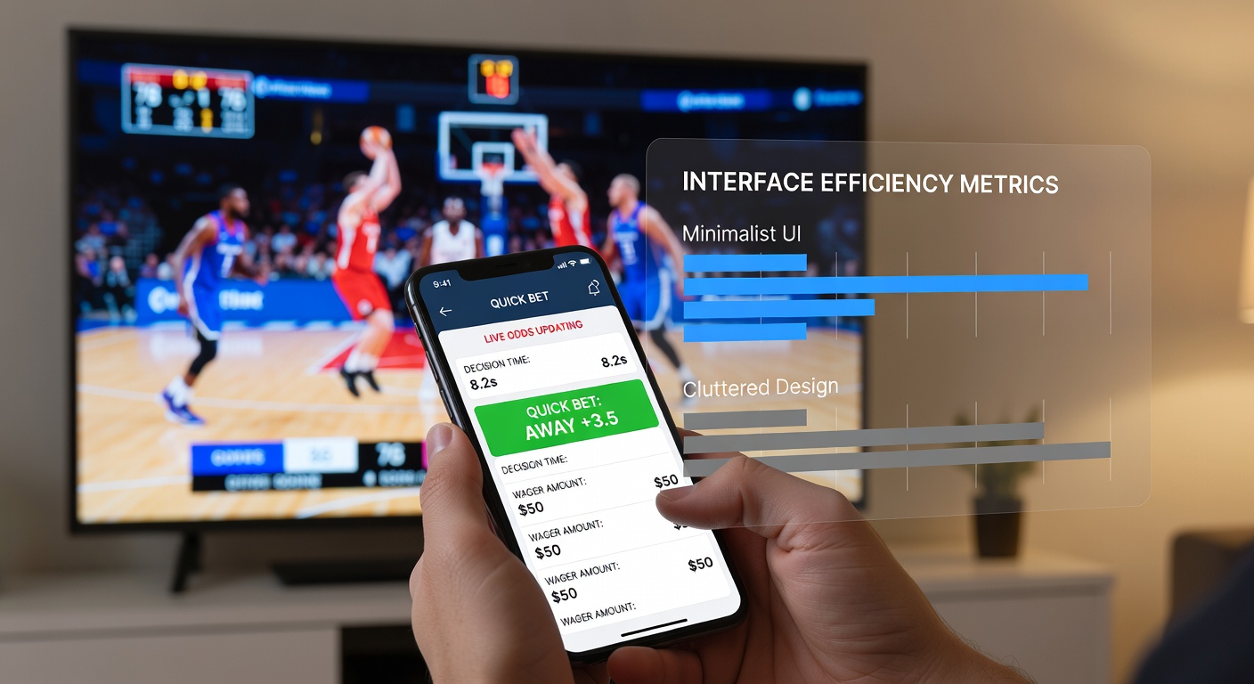 Mobile app interface displaying live basketball betting options with quick-tap buttons and real-time score overlays