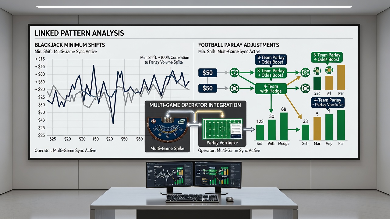 Detailed view of a multi-game dashboard highlighting synchronized changes between table minimums and accumulator adjustments