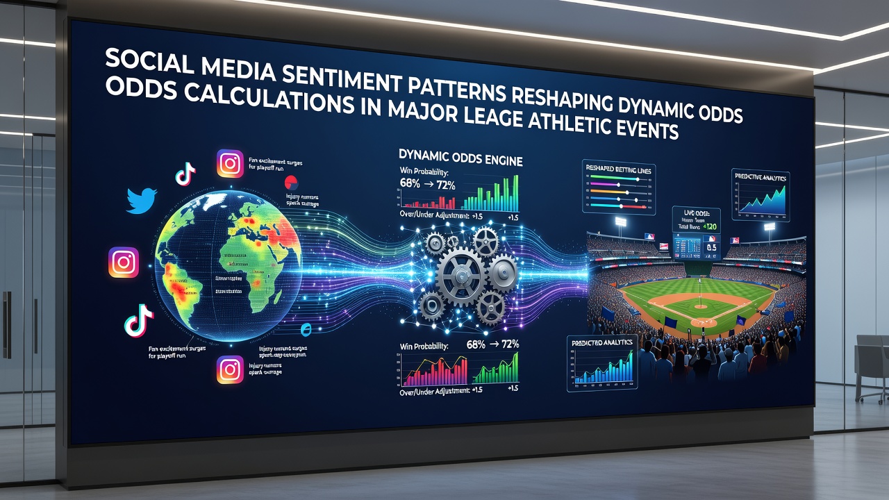 Analytics dashboard showing sentiment score trends overlaid on changing live odds for an MLB game in June 2026