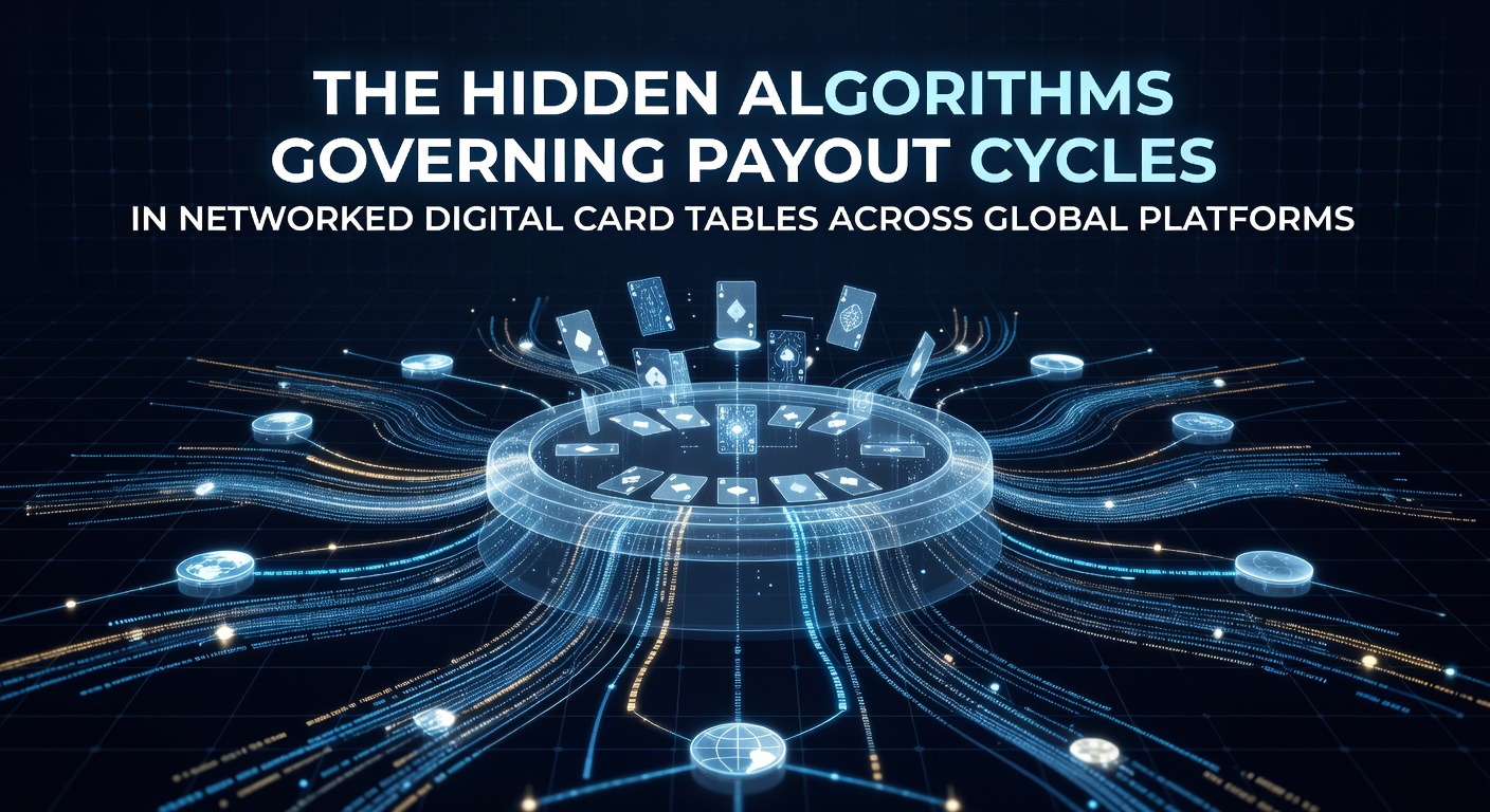 Networked digital card table interface showing algorithmic payout indicators across multiple global platforms